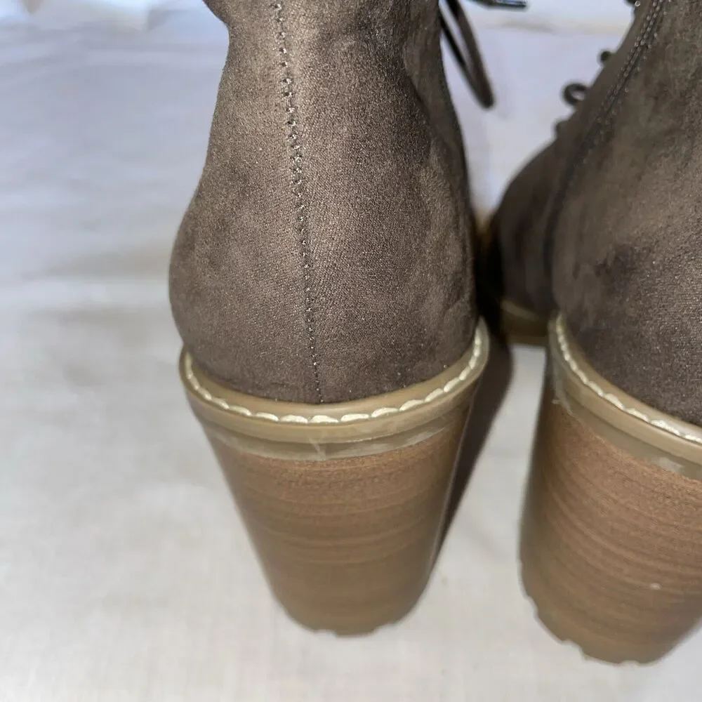 Universal Threads Heeled Booties Womens Size 9.5 Medium Brown Lace Up Block Heel